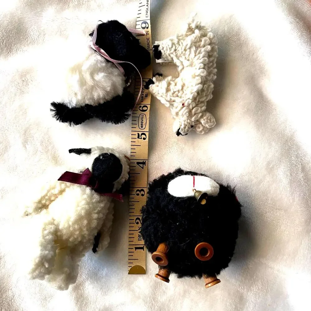 Lot of Assorted Vintage Sheep Ornaments Folk Art Cottage Country Farm